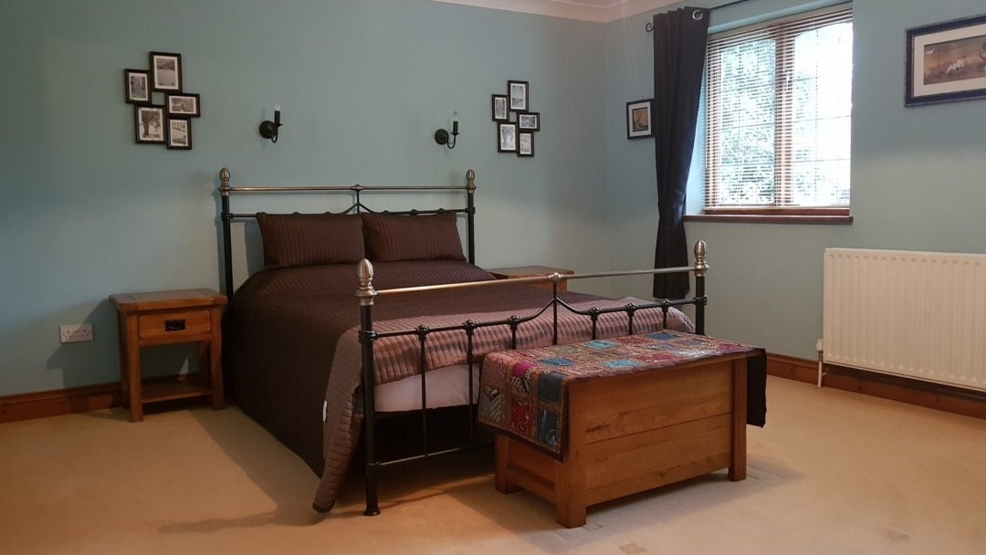 Blue bedroom after painting and decorating